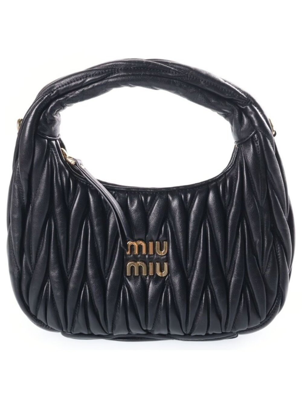 Miu Miu Matelasse Wonder Hobo Black Leather